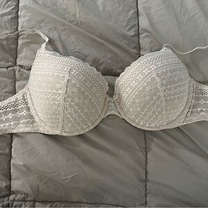Victoria's Secret Nude with Cream Lace Over Demi Bra